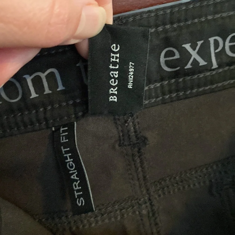 Prana Stretch Breathe Cargo Pants Belted Charcoal Gray Size 34 x 32 EUC